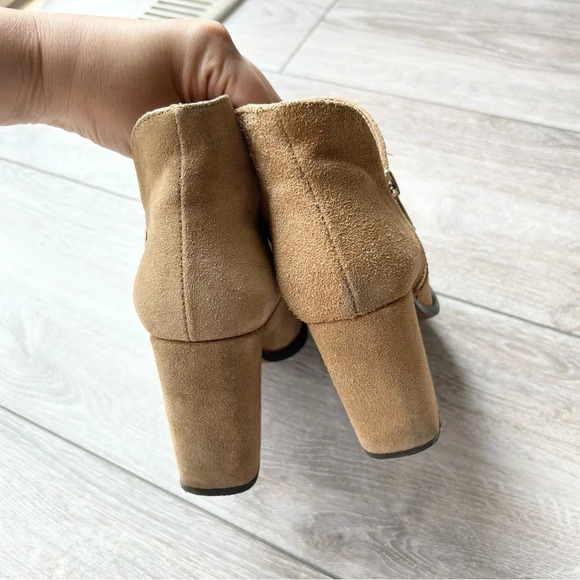 Zara  Trafaluc Tan Suede Block Heel Ankle Boots - Picture 6 of 13